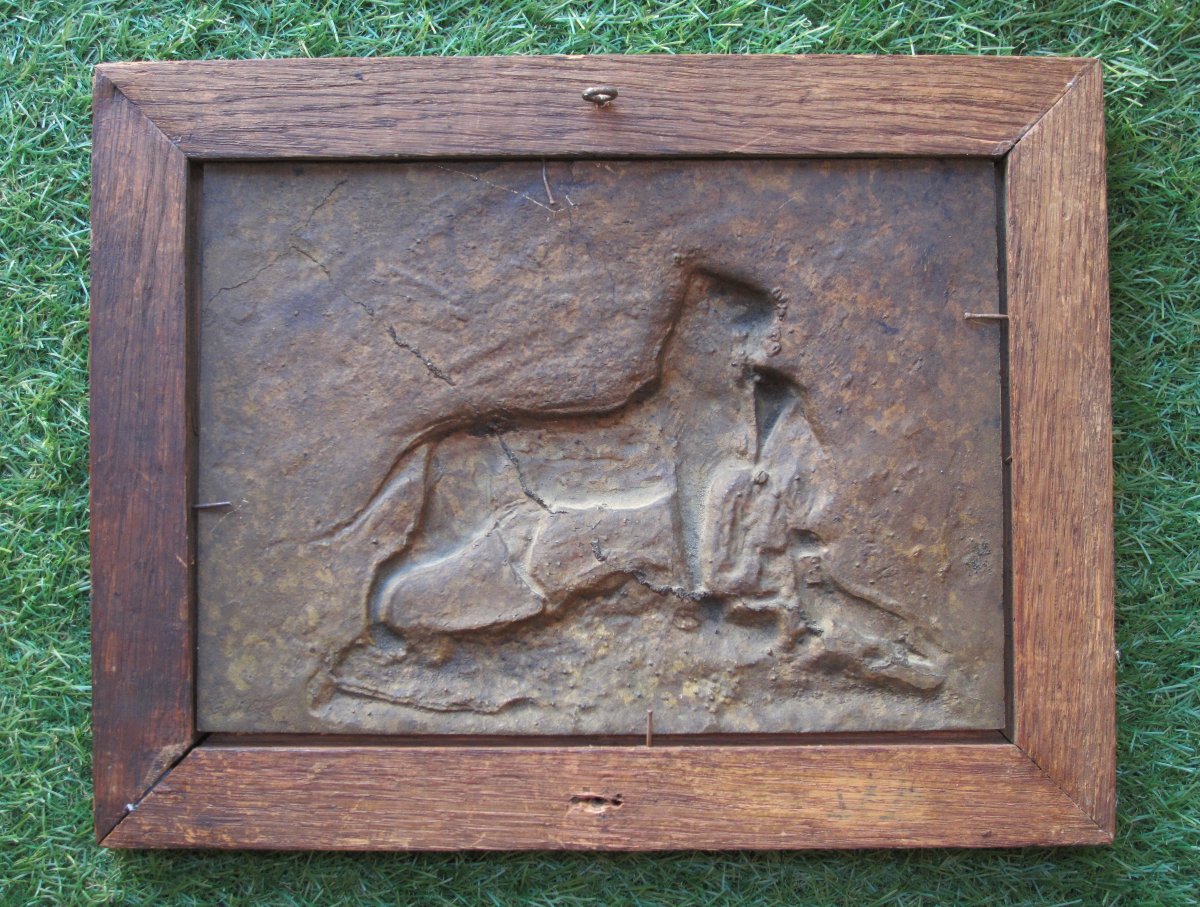 Very Beautiful Bronze Plaque In Bas-relief Of A Lioness And Her Cubs Attributed To Auguste Cain (1821-1894)-photo-2