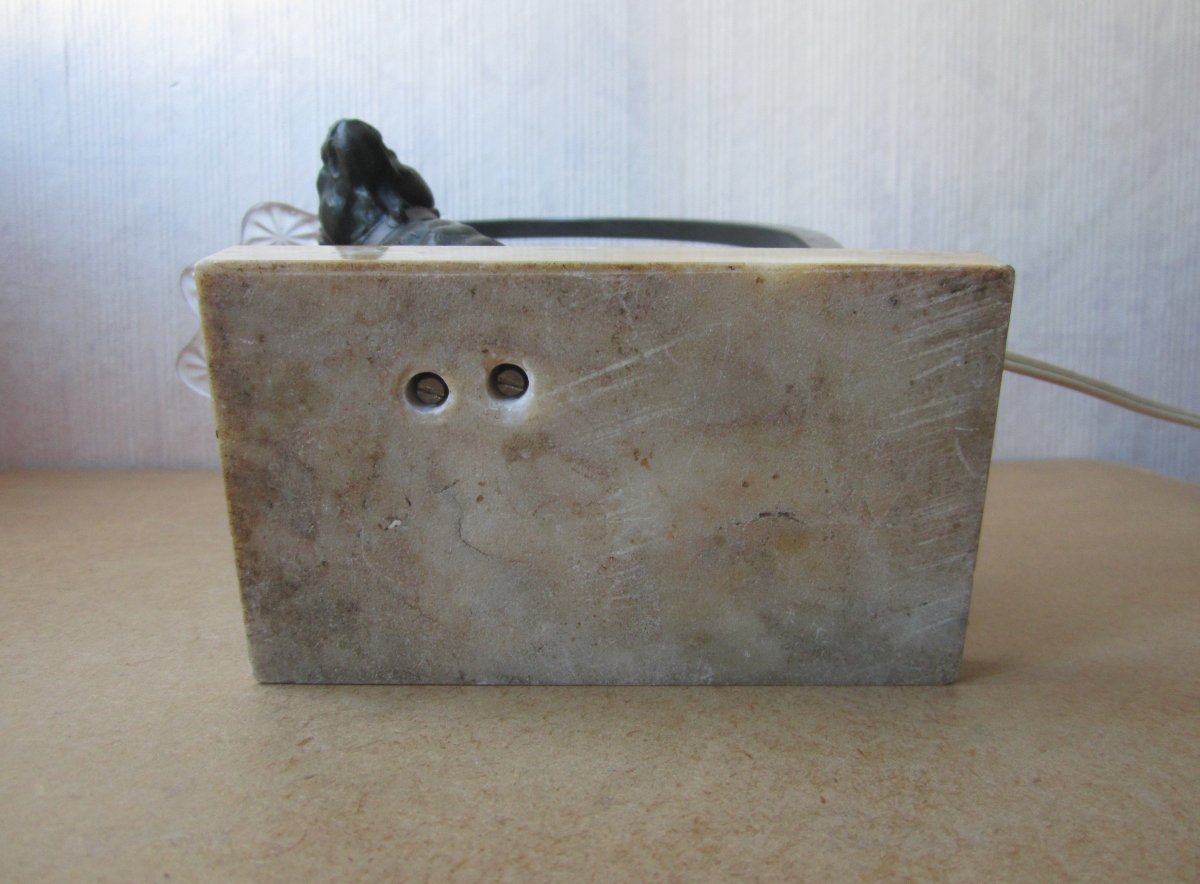 Art Deco Desk Or Bedside Lamp In Spelter With A Guard Dog, Mastiff, Bulldog, Boxer.-photo-7