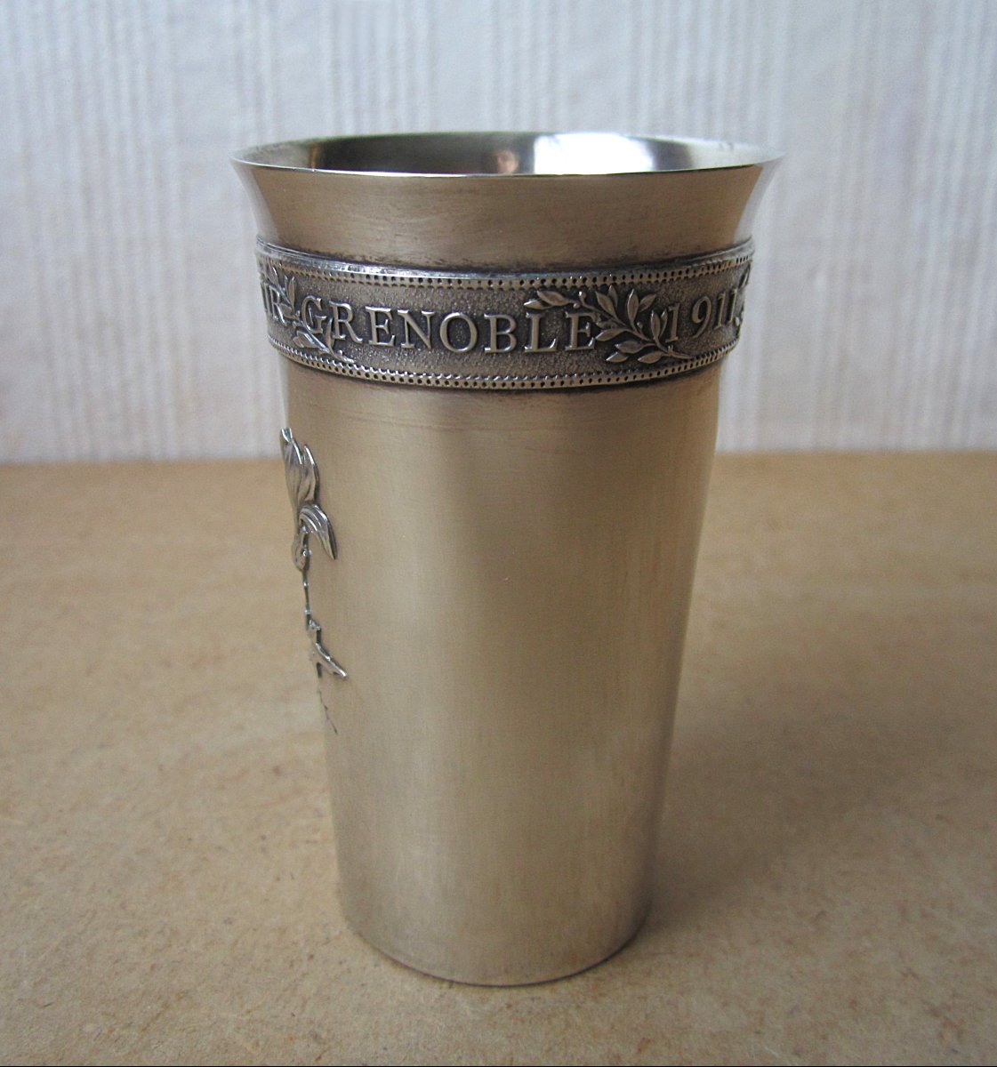 Timbale en argent massif Art Nouveau trophée souvenir de la XIe fête annuelle tir Grenoble 1911-photo-2