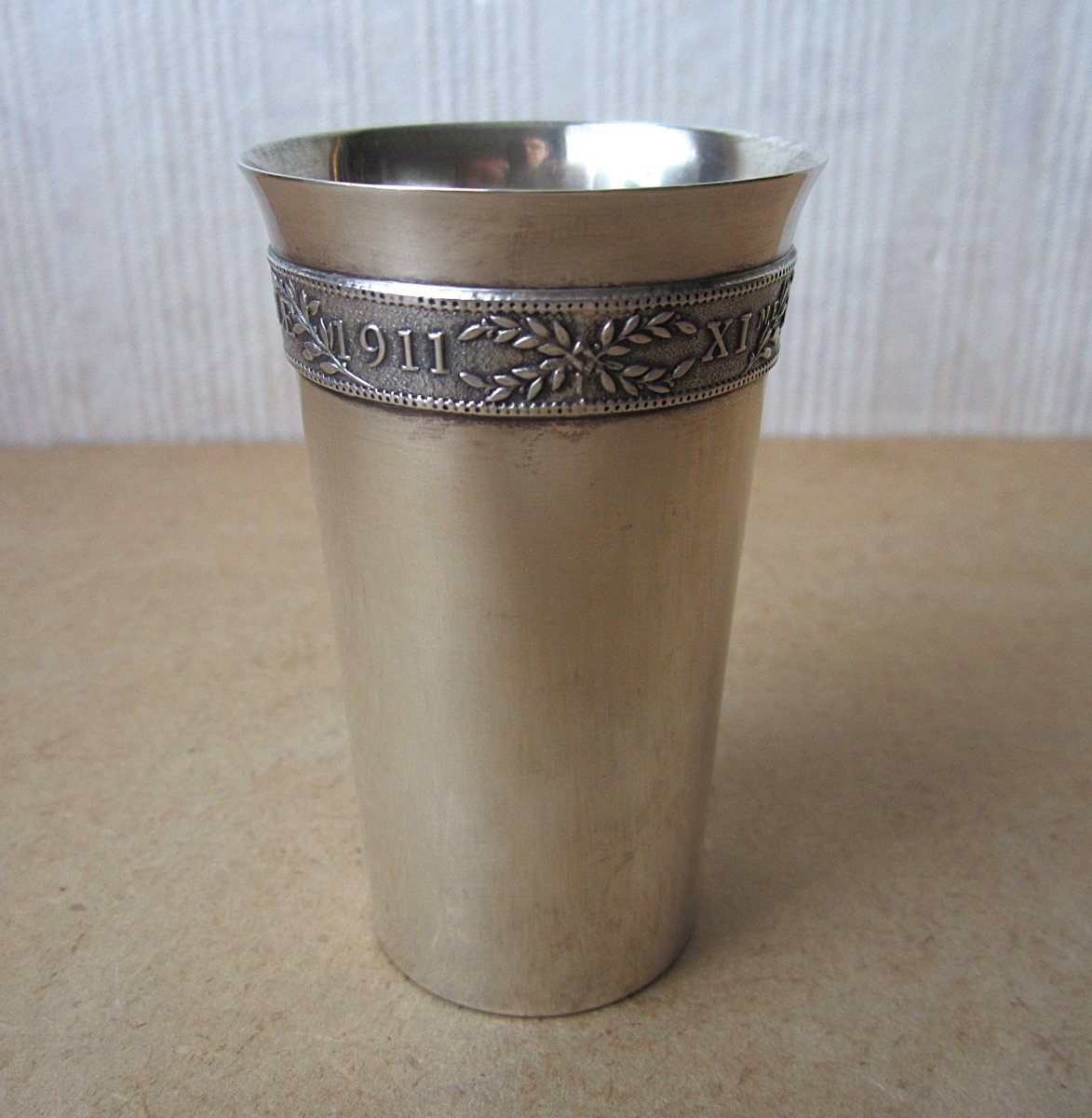 Timbale en argent massif Art Nouveau trophée souvenir de la XIe fête annuelle tir Grenoble 1911-photo-3