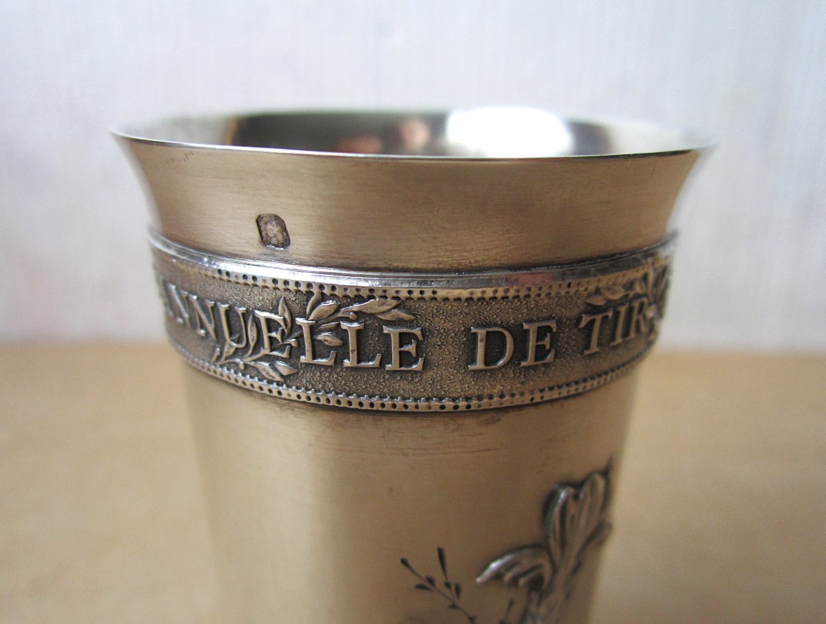 Timbale en argent massif Art Nouveau trophée souvenir de la XIe fête annuelle tir Grenoble 1911-photo-4