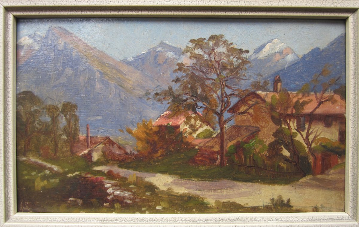 Beautiful Little Mountain Painting From The End Of The 19th And Beginning Of The 20th Century, Around Grenoble Or Embrun Chorges Savines.-photo-2