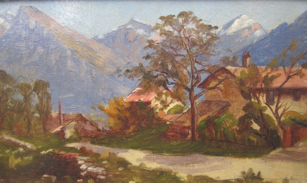 Beautiful Little Mountain Painting From The End Of The 19th And Beginning Of The 20th Century, Around Grenoble Or Embrun Chorges Savines.-photo-3