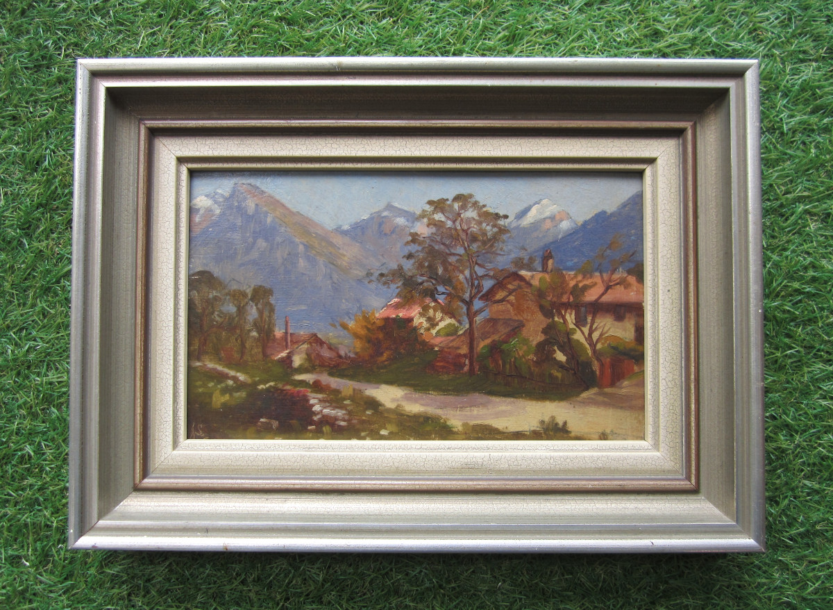 Beautiful Little Mountain Painting From The End Of The 19th And Beginning Of The 20th Century, Around Grenoble Or Embrun Chorges Savines.