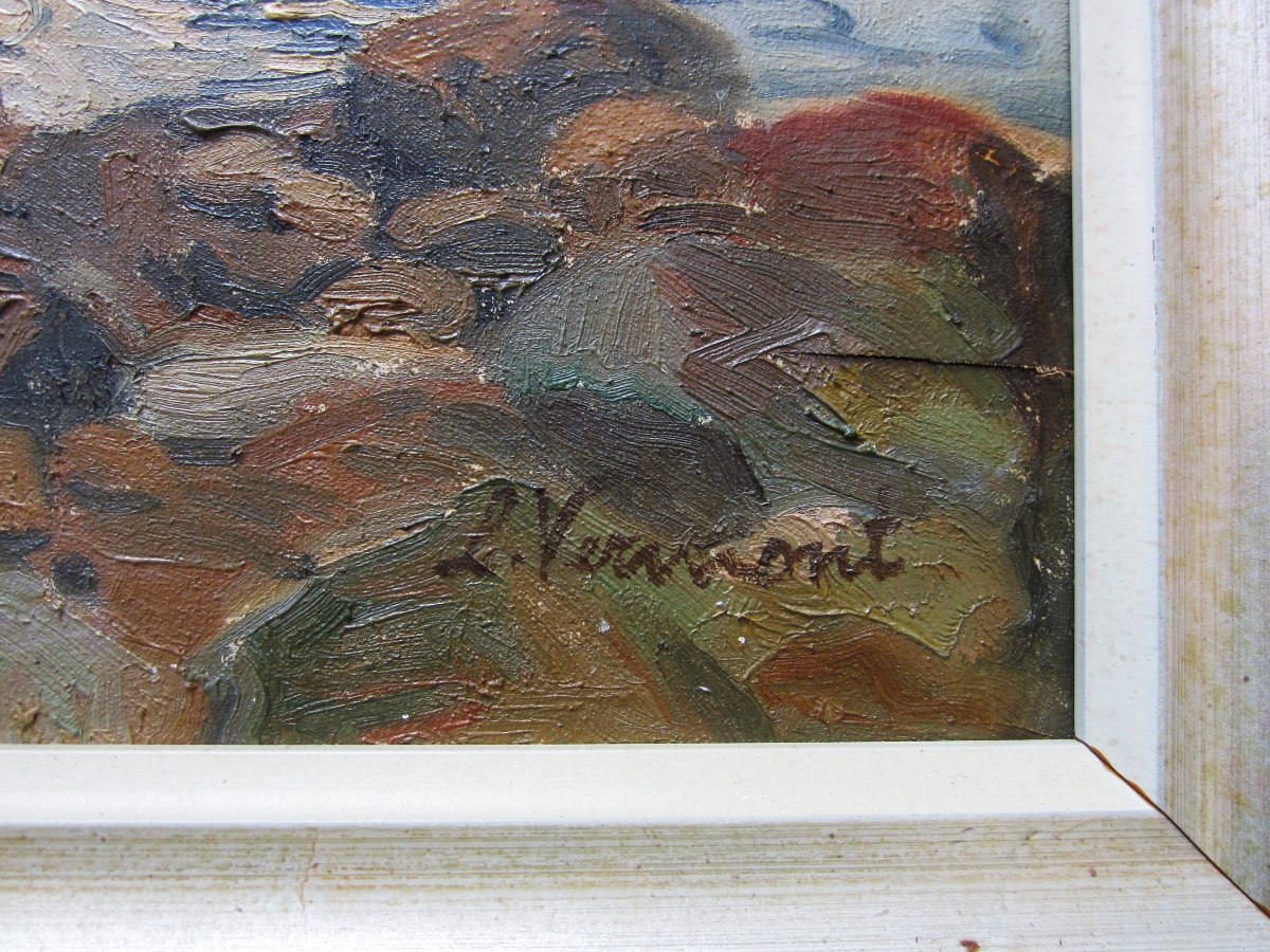 Very Beautiful Old Painting, Marine Signed Vermont, Brittany, Normandy Atlantic Ocean?-photo-4