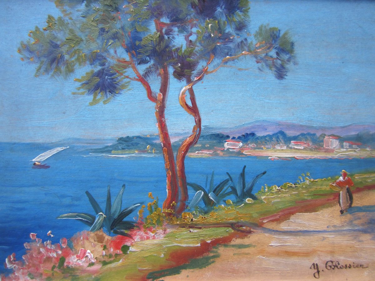 Yvonne Blossier, Perros Guirec, Oil On Cardboard Marine, Mediterranean Brittany? Signed Painting.-photo-3