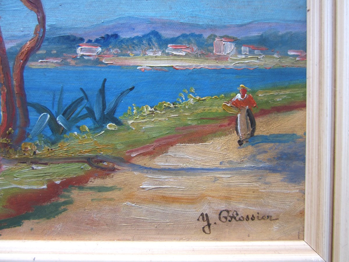 Yvonne Blossier, Perros Guirec, Oil On Cardboard Marine, Mediterranean Brittany? Signed Painting.-photo-4