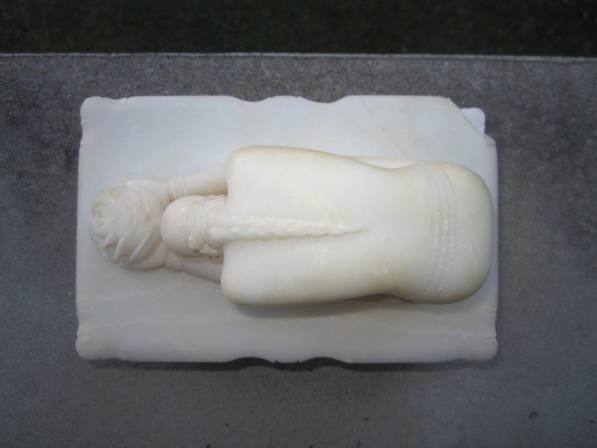 Beautiful Little Alabaster Casket Or Box, Nude Woman, Art Deco Period, Circa 1930, One Small Loss.-photo-2