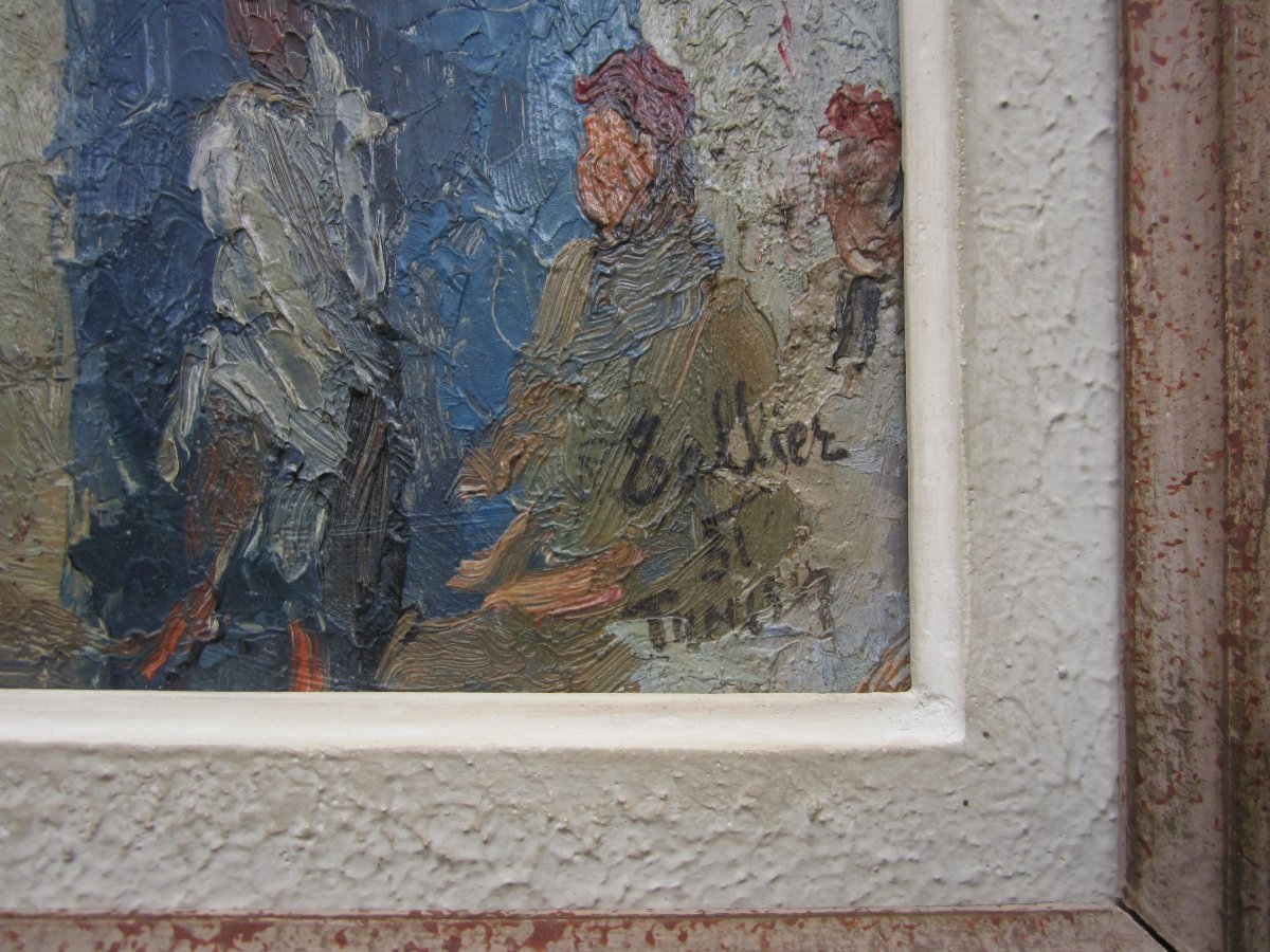 Raymond Tellier, A Very Beautiful Orientalist Painting Signed In 1931, Tunis, Bab Saadoun District, Tunisia.-photo-3