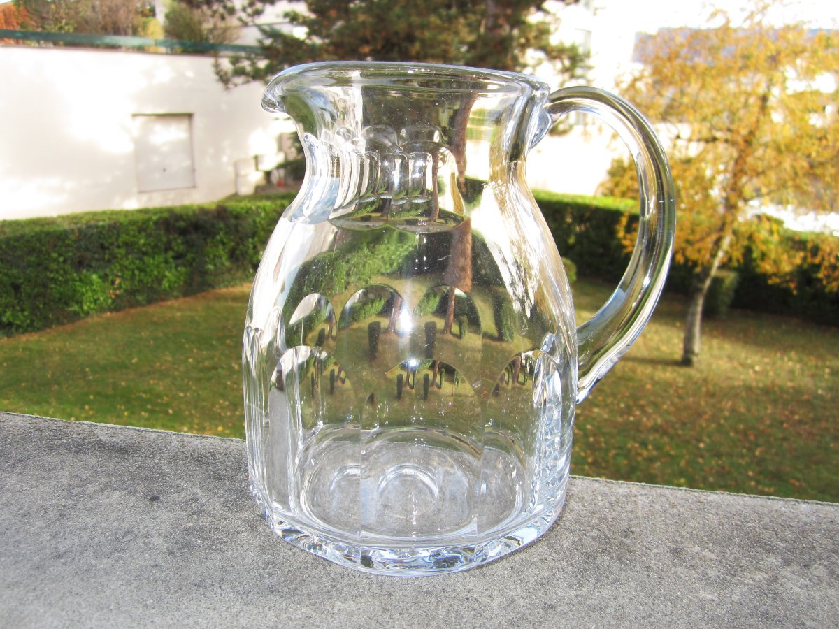 Antique Beautiful Baccarat Crystal Pitcher Or Water Jug, Excelsior Model, In Perfect Condition.-photo-4