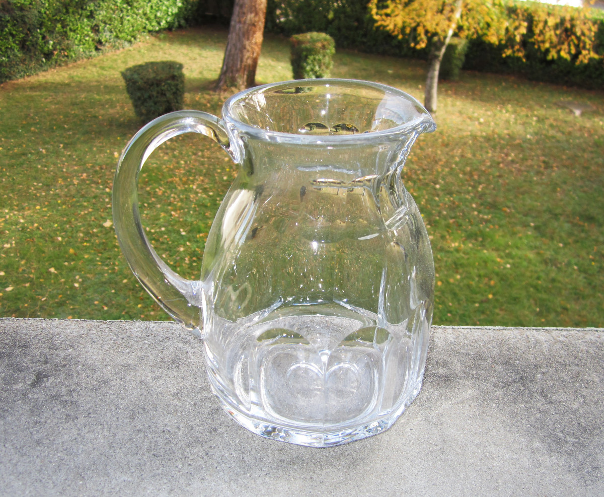 Antique Beautiful Baccarat Crystal Pitcher Or Water Jug, Excelsior Model, In Perfect Condition.