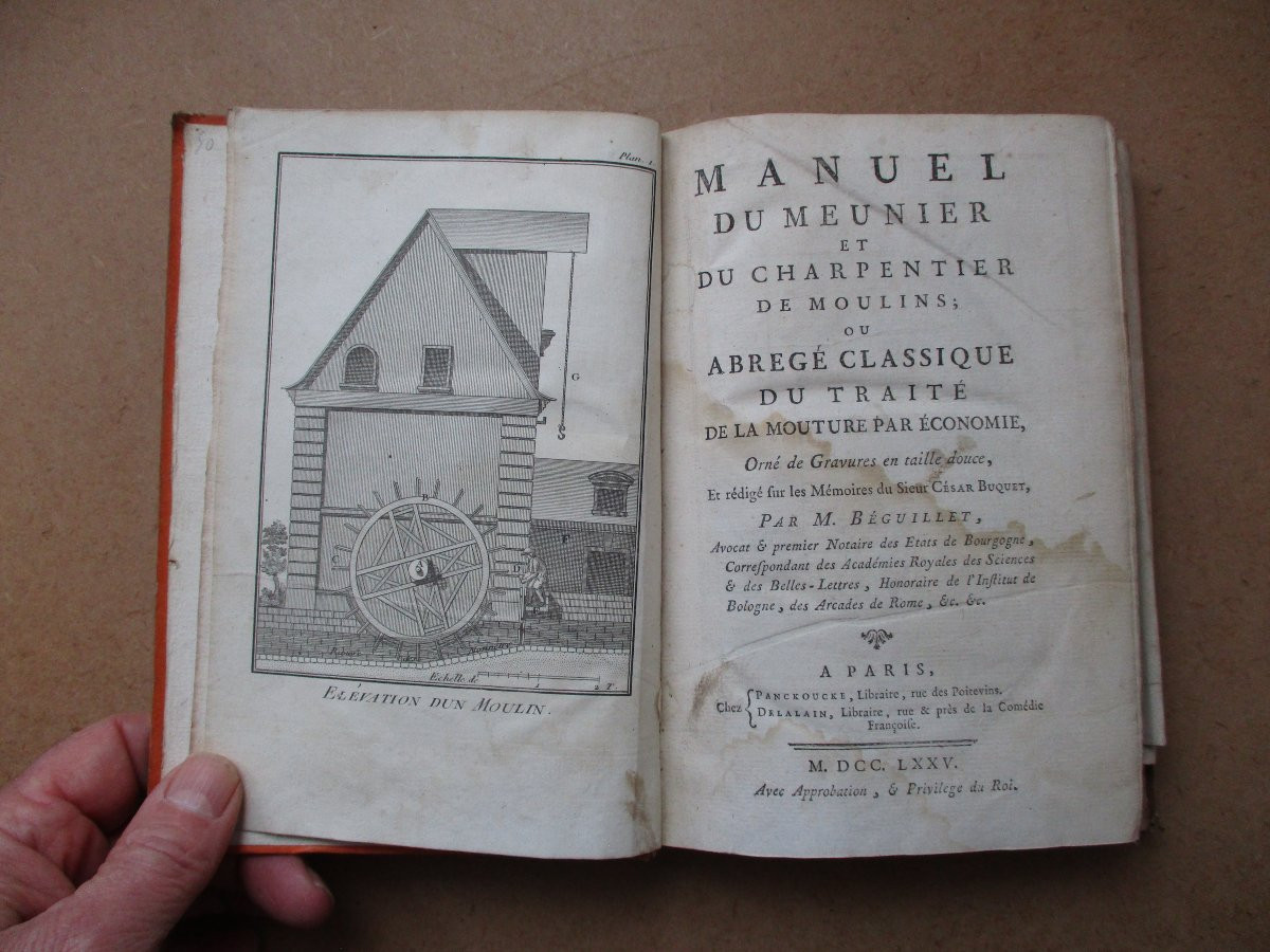 Miller's And Mill Carpenter's Manual, Béguillet, 1775, With Plates, Antique Baker's Book-photo-4