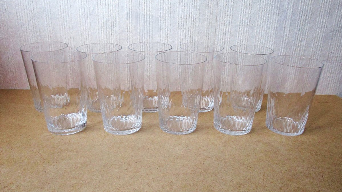 10 beaux verres gobelets en cristal de Baccarat mod&eacute;le Richelieu parfait &eacute;tat. Hauteur : 9,8 cm-photo-2