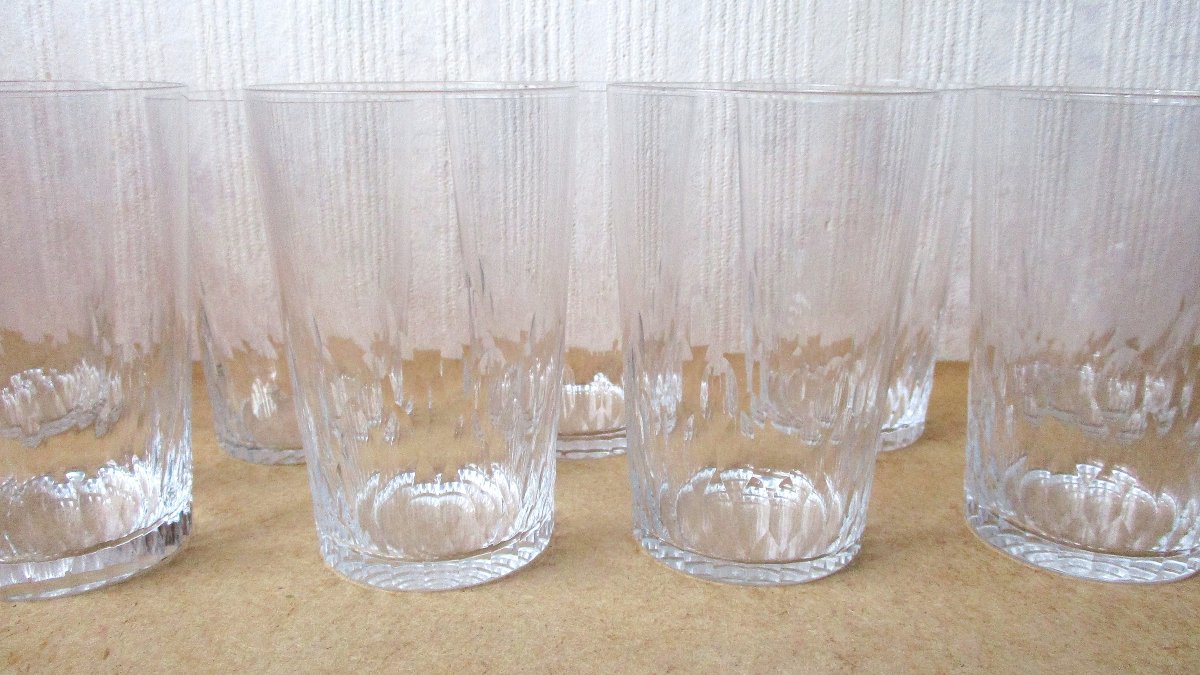 10 beaux verres gobelets en cristal de Baccarat mod&eacute;le Richelieu parfait &eacute;tat. Hauteur : 9,8 cm-photo-3