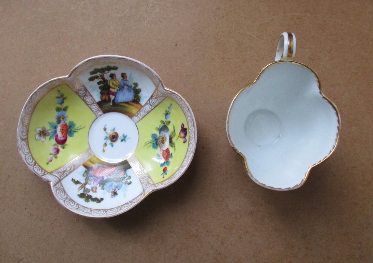 Very Beautiful Quatrefoil Cup In German Porcelain By Helena Wolfsohn Dresden Meissen Saxony.-photo-4