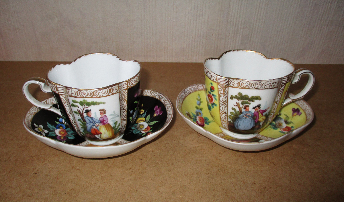 Very Beautiful Quatrefoil Cup In German Porcelain By Helena Wolfsohn Dresden Meissen Saxony.-photo-7