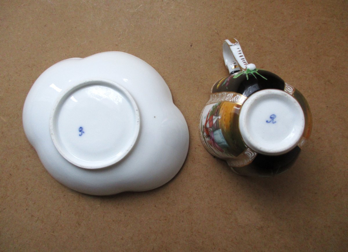  Very Beautiful Quatrefoil Cup In German Porcelain By Helena Wolfsohn Dresden Meissen Saxony.-photo-5