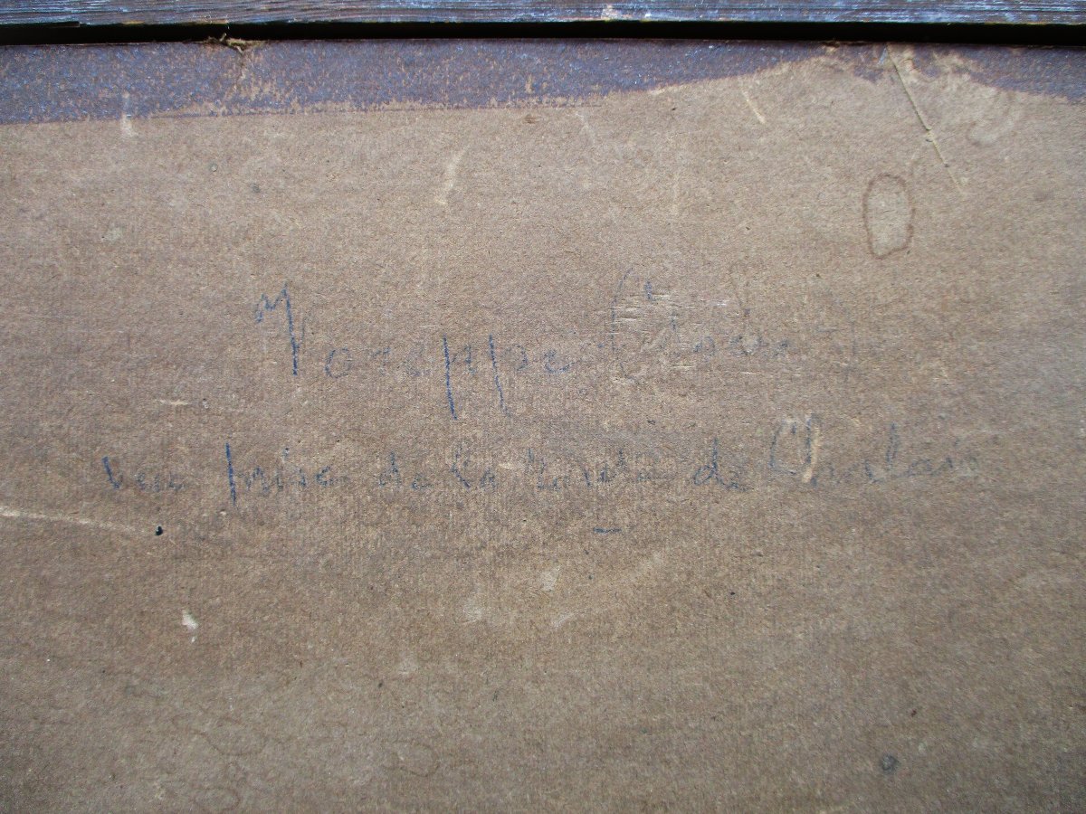 Beautiful Mountain Painting Signed Marcel Gobin, Voreppe View Taken From The Chalais Road, Grenoble.-photo-2