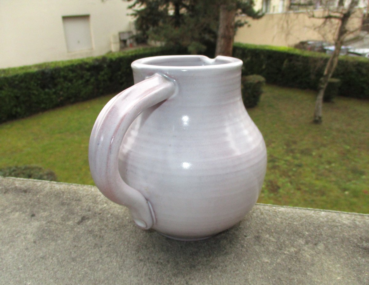 Beautiful Apple And Grape Pitcher Or Water Jug Signed By Brothers Robert And Jean Cloutier-photo-1
