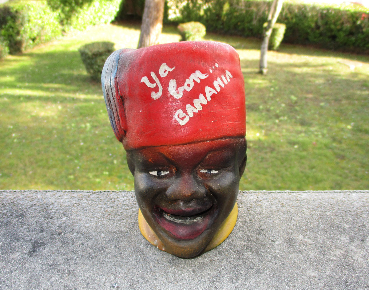 Antique Beautiful Plaster Advertisement, Head Of A Senegalese Rifleman, Cocoa, Banania Chocolate.