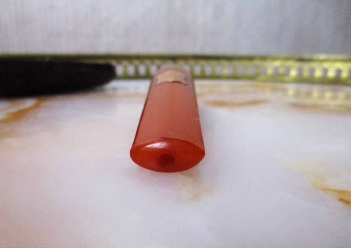 Antique Beautiful Cigarette Holder In Amber And Solid 18k Gold, Monogrammed Bc-photo-3