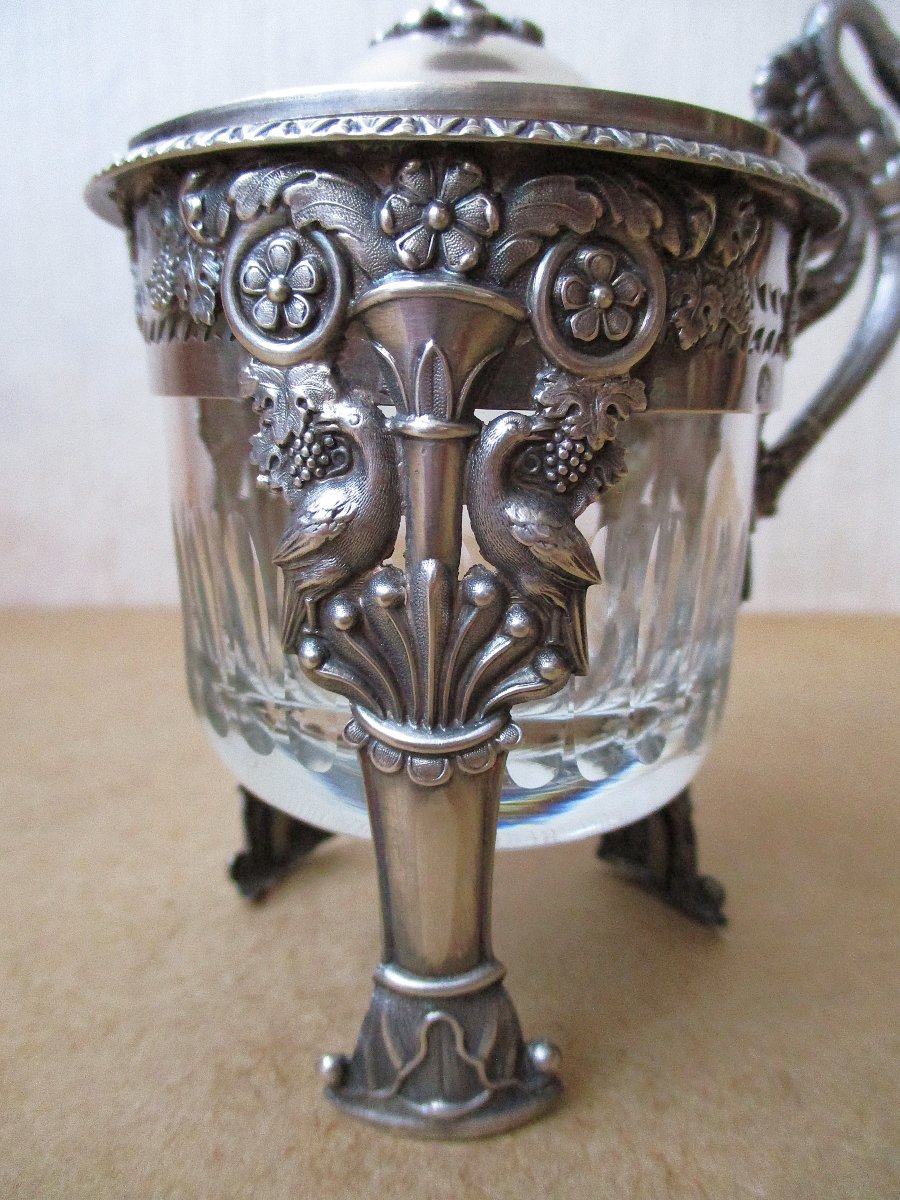 Beautiful Solid Silver Mustard Pot In Empire Style From The Restoration Period, Lid Needs Restoration.-photo-4