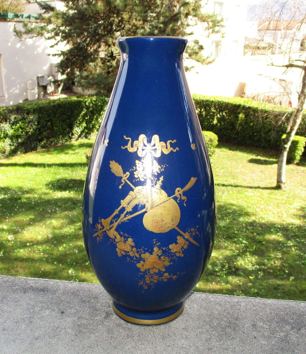 Antique Beautiful Gustave Asch Vase From Tours Sainte Radegonde In Perfect Condition. Height: 31.5 Cm.-photo-2
