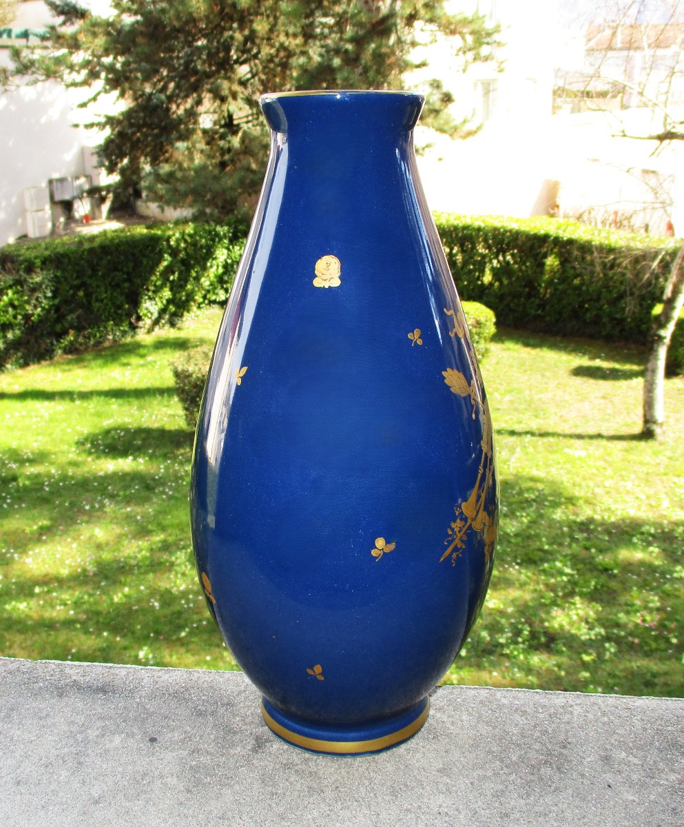 Antique Beautiful Gustave Asch Vase From Tours Sainte Radegonde In Perfect Condition. Height: 31.5 Cm.-photo-1