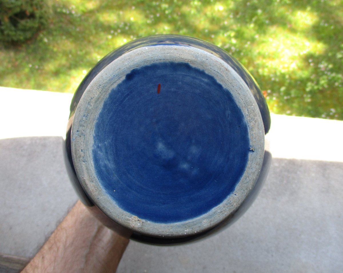 Antique Beautiful Gustave Asch Vase From Tours Sainte Radegonde In Perfect Condition. Height: 31.5 Cm.-photo-3