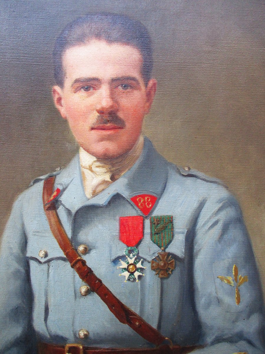 Edmond Tapissier, Military Painting, Portrait Of A Lieutenant Who Died In 1918, A French Infantryman And Aviator. -photo-3