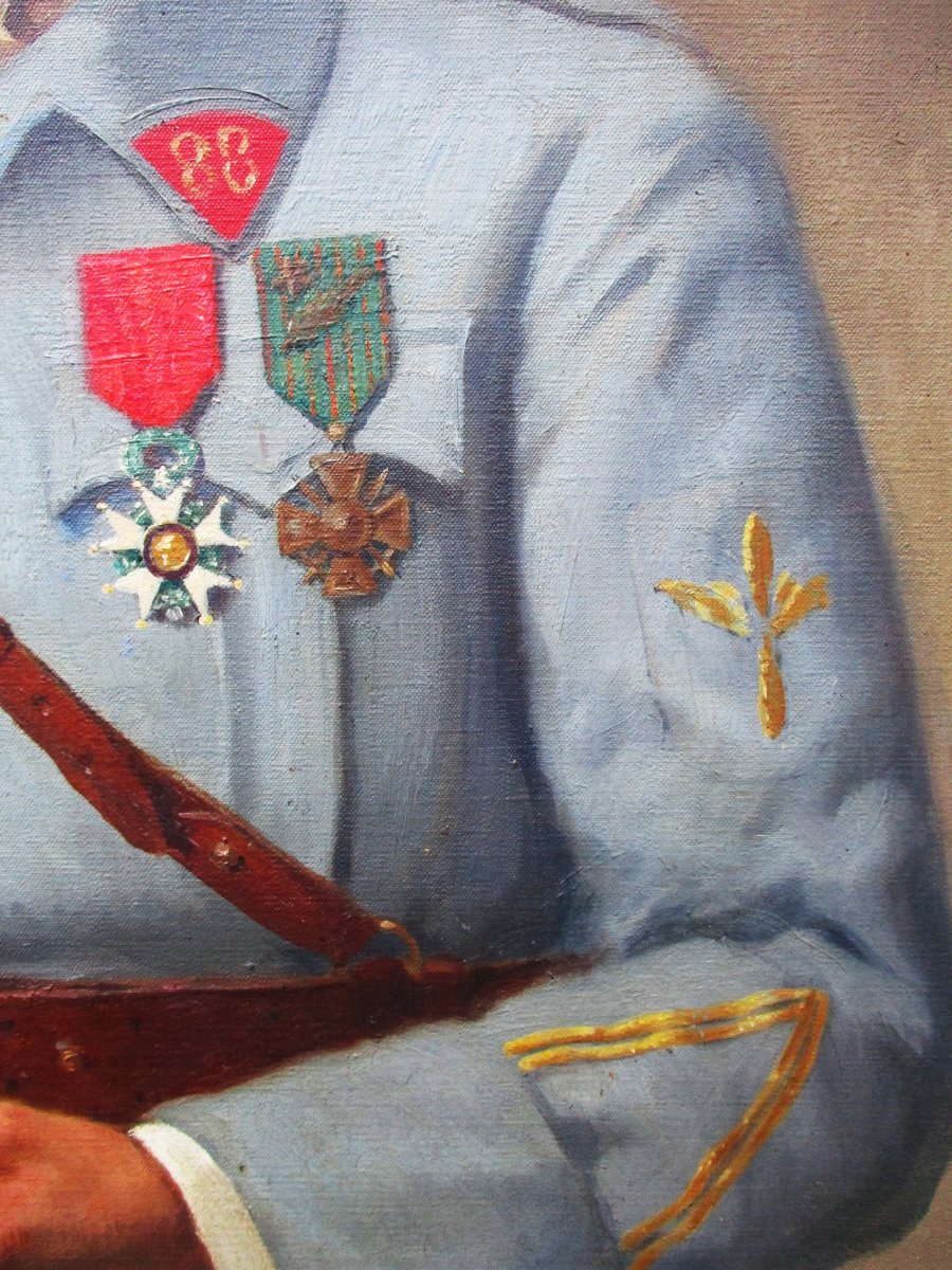 Edmond Tapissier, Military Painting, Portrait Of A Lieutenant Who Died In 1918, A French Infantryman And Aviator. -photo-1