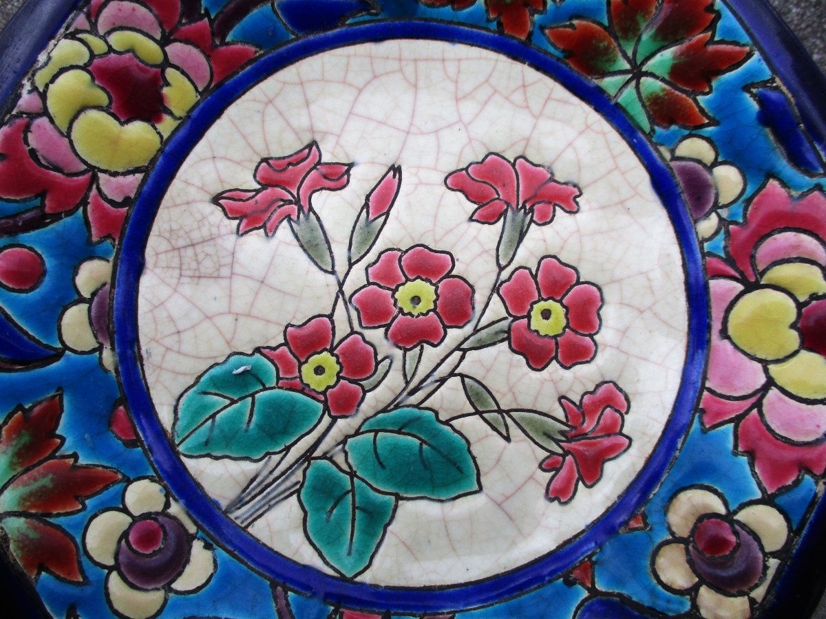 Beautiful Antique Small Trinket Tray Or Ring Holder In Longwy Enamels In Perfect Condition!-photo-2