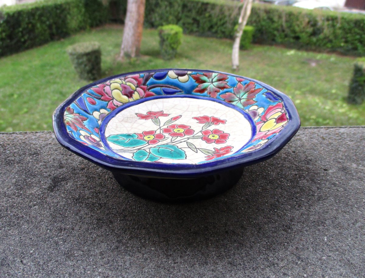 Beautiful Antique Small Trinket Tray Or Ring Holder In Longwy Enamels In Perfect Condition!-photo-3
