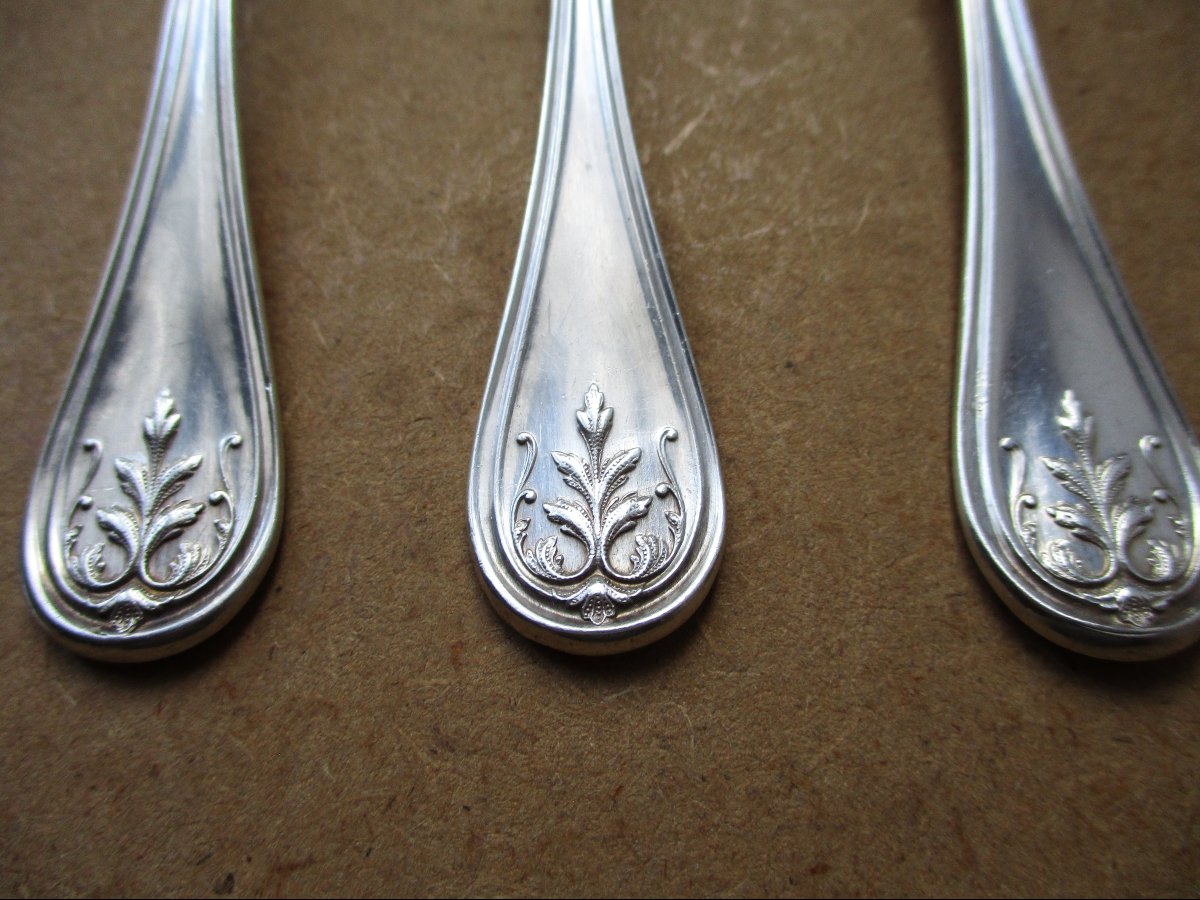 11 belles petites cuillères à café en argent massif, poinçon Minerve Monogrammes initiales LD-photo-1