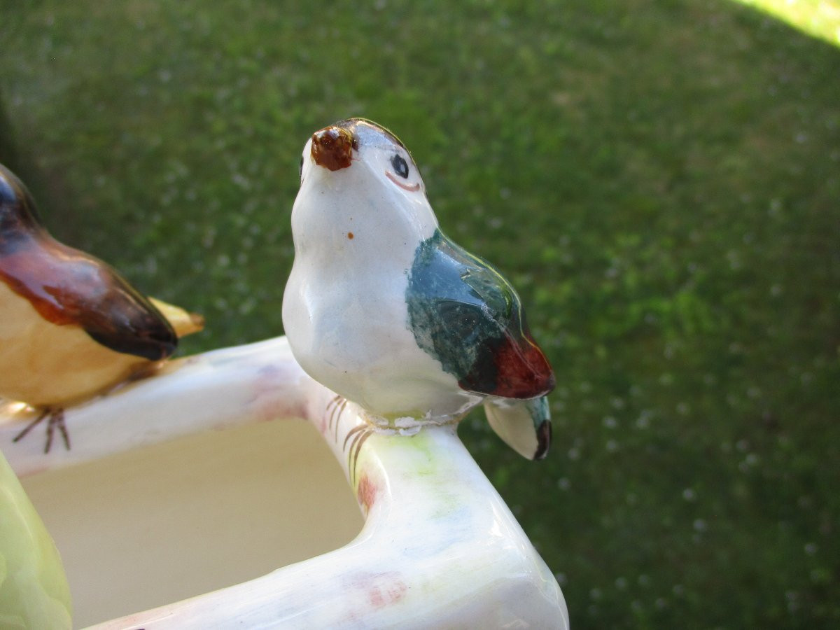 Beautiful Little Bird Planter Signed Jérôme Massier Vallauris Art Nouveau.-photo-7