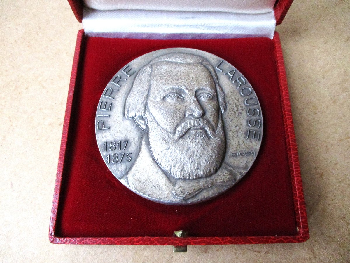 Grosse médaille en argent massif premier titre signée Gibert 1985 Pierre Larousse 290 grammes.-photo-3