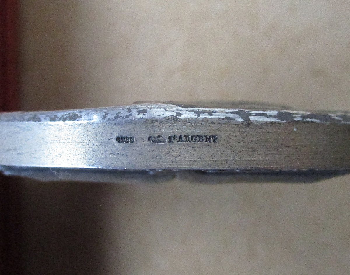 Grosse médaille en argent massif premier titre signée Gibert 1985 Pierre Larousse 290 grammes.-photo-4