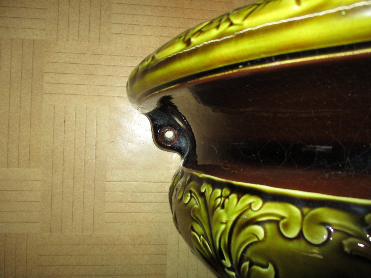 Fountain Or Washbasin Sink And Its Barbotine Basin Probably Sarreguemines To Restore.-photo-5