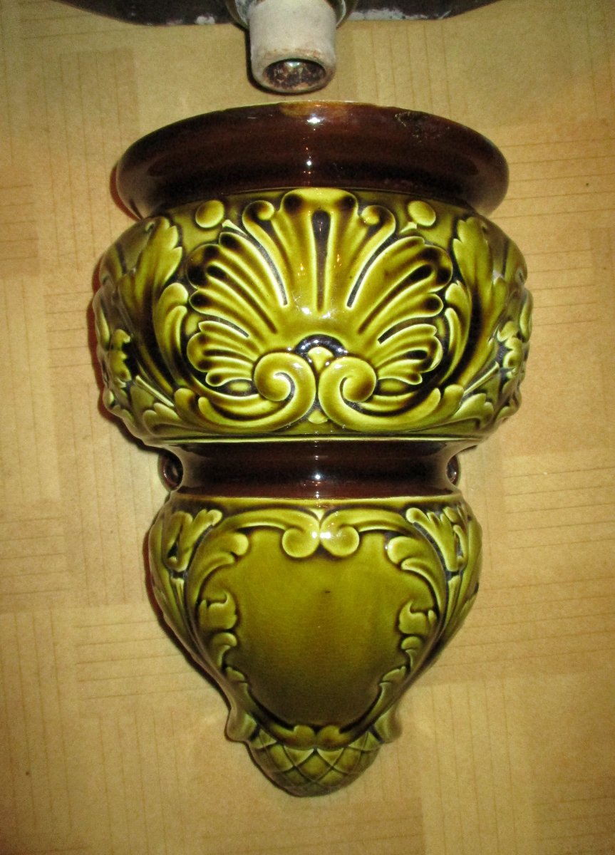 Fountain Or Washbasin Sink And Its Barbotine Basin Probably Sarreguemines To Restore.-photo-7