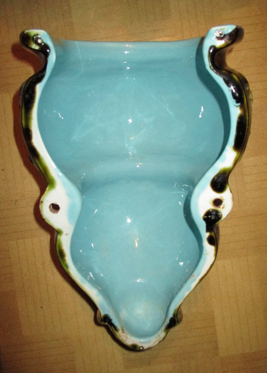 Fountain Or Washbasin Sink And Its Barbotine Basin Probably Sarreguemines To Restore.-photo-8