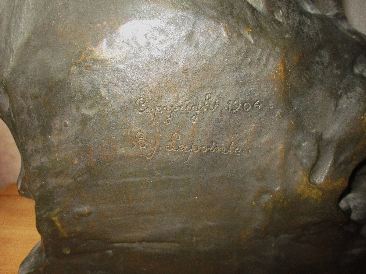 Large Art Nouveau Bronze Mathurin Moreau 1904 Jeune Femme à La Source, Onyx Base, 73 Cm.-photo-5