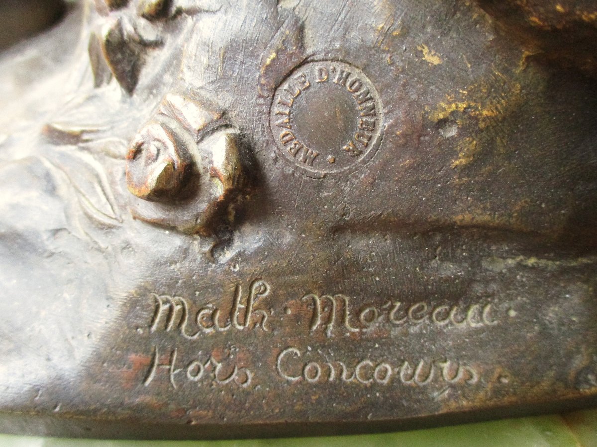 Large Art Nouveau Bronze Mathurin Moreau 1904 Jeune Femme à La Source, Onyx Base, 73 Cm.-photo-6