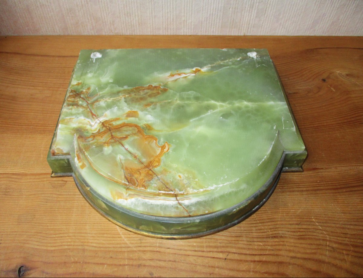 Large Art Nouveau Bronze Mathurin Moreau 1904 Jeune Femme à La Source, Onyx Base, 73 Cm.-photo-7