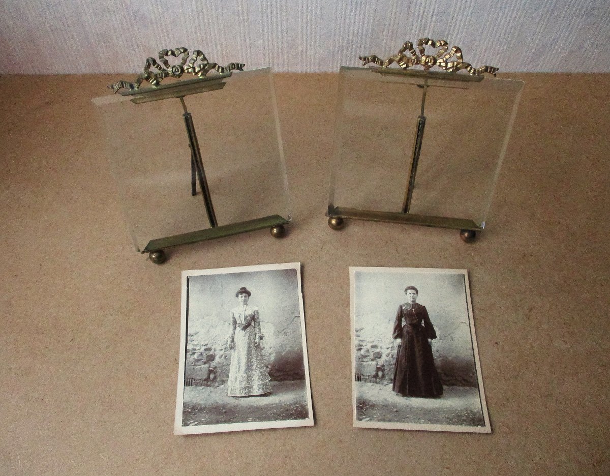 Deux cadres porte-photos Napoléon III en bronze et laiton porte-photo XIXe porte photos photo-photo-4