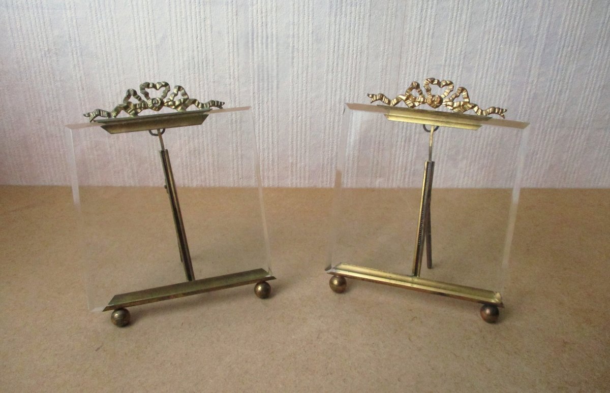 Deux cadres porte-photos Napoléon III en bronze et laiton porte-photo XIXe porte photos photo-photo-1