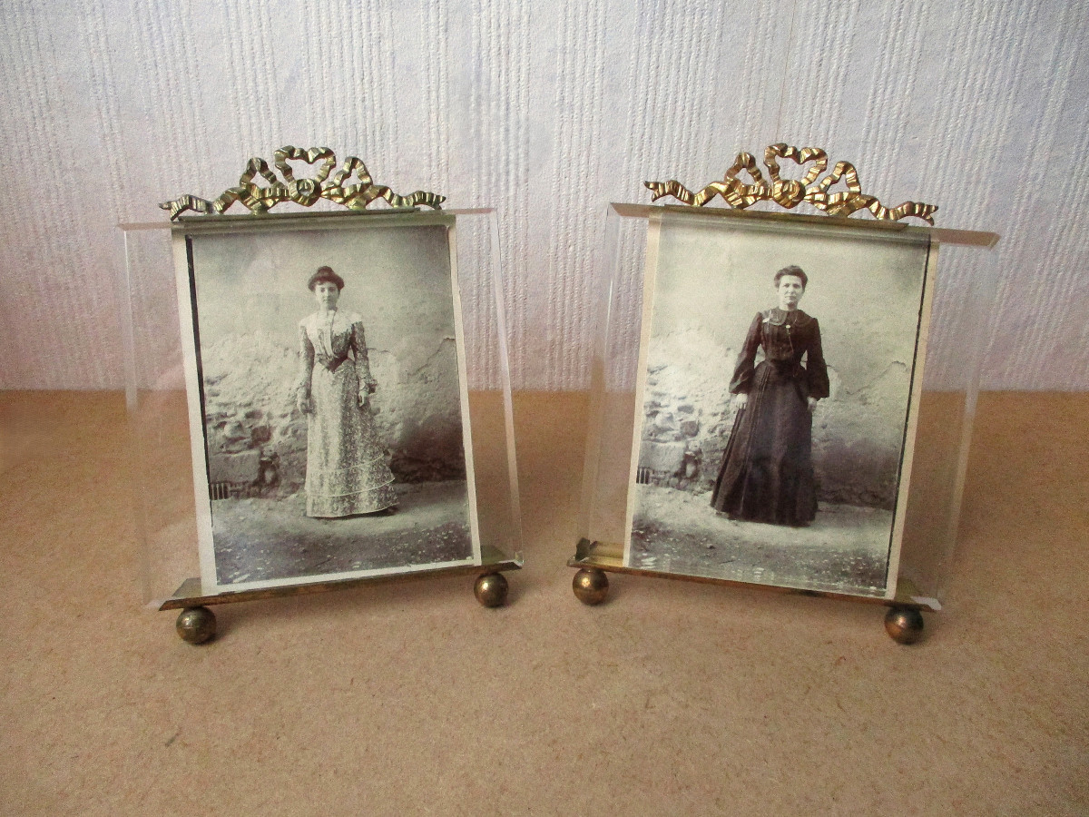 Deux cadres porte-photos Napoléon III en bronze et laiton porte-photo XIXe porte photos photo