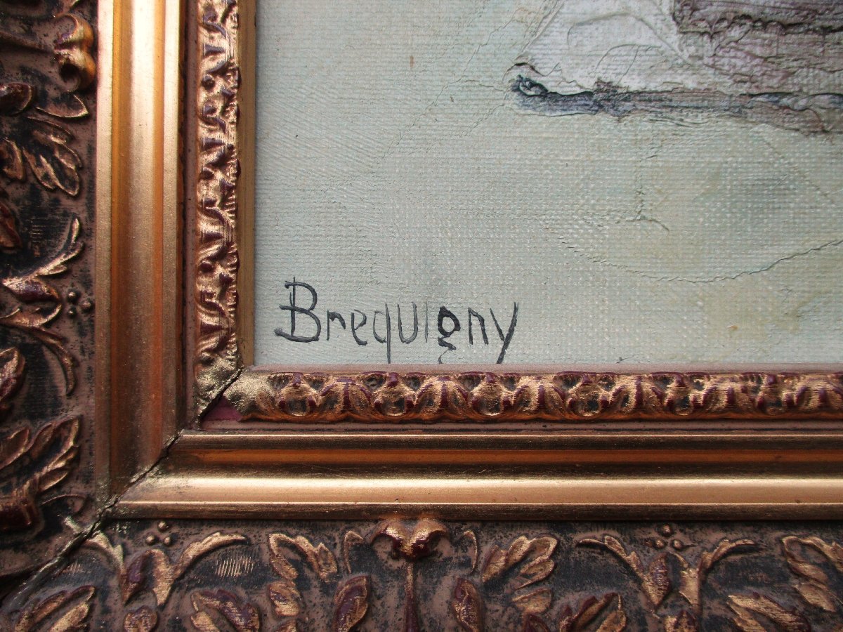 Claude Brequigny, Honfleur La Lieutenance Calvados Normandie huile sur toile beau tableau signé-photo-2