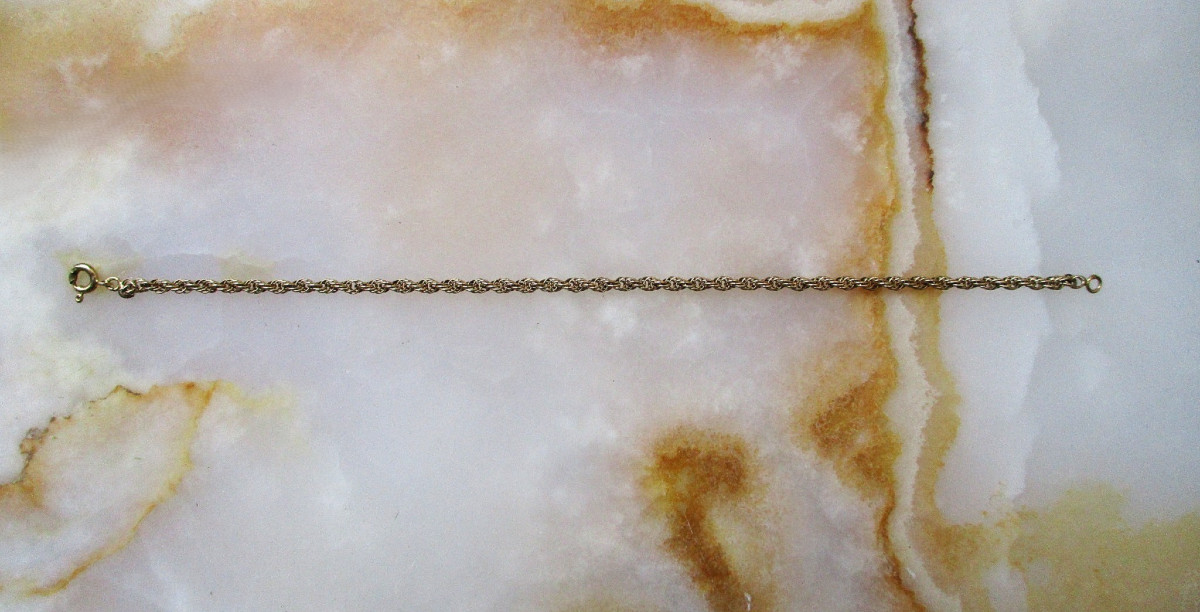 Bracelet ou gourmette fine pour femme en or massif 18 carats 18k mailles cordes, 3,25 grammes.-photo-4