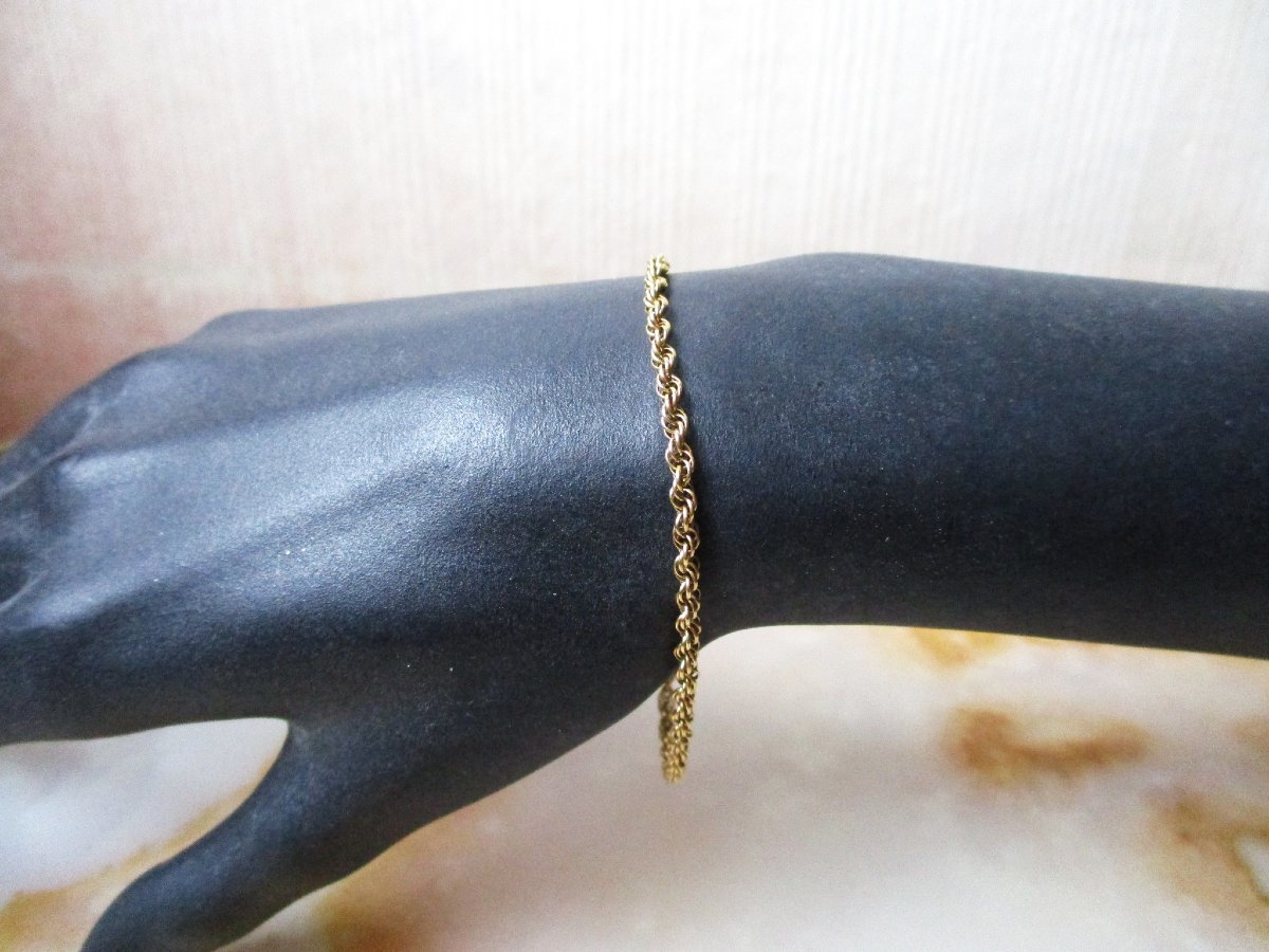 Bracelet ou gourmette fine pour femme en or massif 18 carats 18k mailles cordes, 3,25 grammes.-photo-4