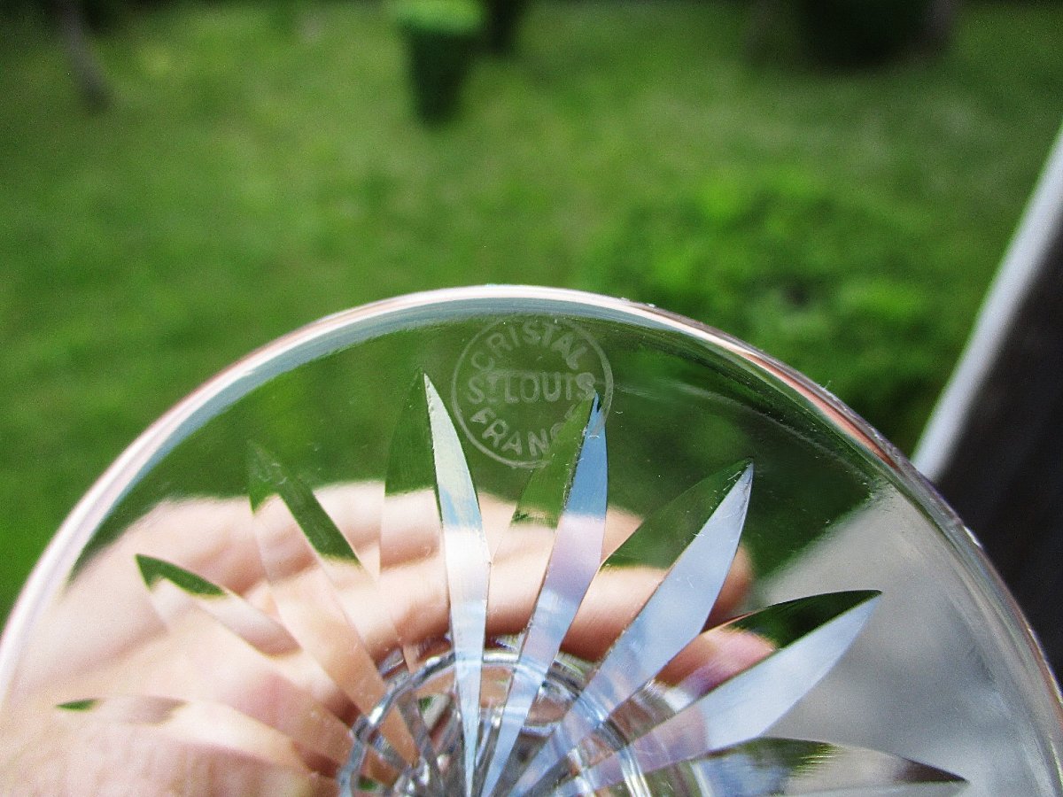 Saint Louis, 7 Beautiful Sammy-style Champagne Flutes In Perfect Saint-louis Crystal Condition.-photo-4